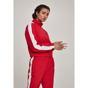 Women's short striped jacket with stopwatches red/wht