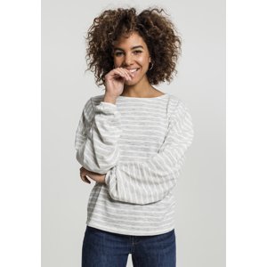 Women's oversize jumper with stripes grey/white