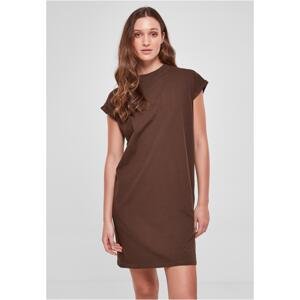 Women's tortoise dress with extended shoulder brown