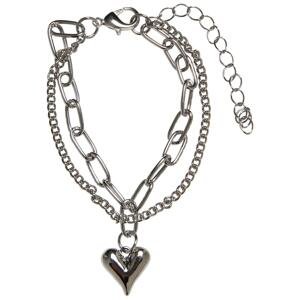 Silver bracelet with heart icon layering