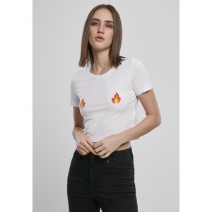 Women's T-shirt Flames Cropped Tee white