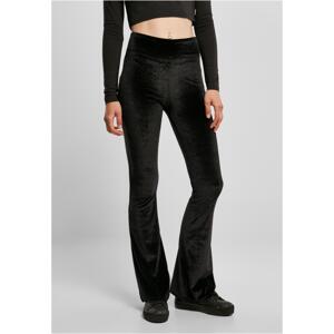 Women's high-waisted velvet leggings black