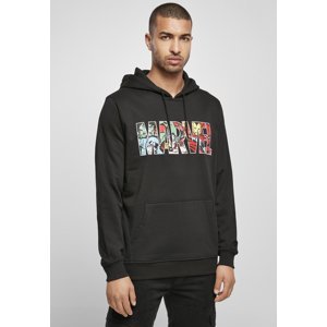 Character with Marvel logo, hood black