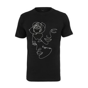 Women's Black T-Shirt One Line Rose