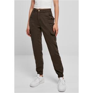 Women's high-waisted cargo pants brown