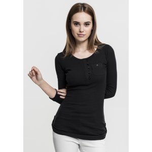 Women's T-shirt with long ribs and pockets black