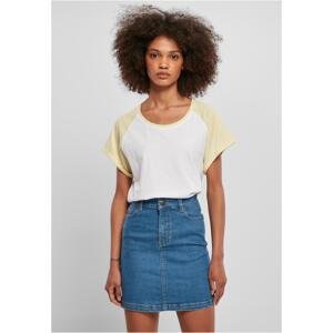 Women's contrasting raglan T-shirt white/soft yellow