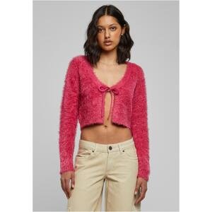 Women's sweater hibiskuspink knotted Cropped Feather Cardigan