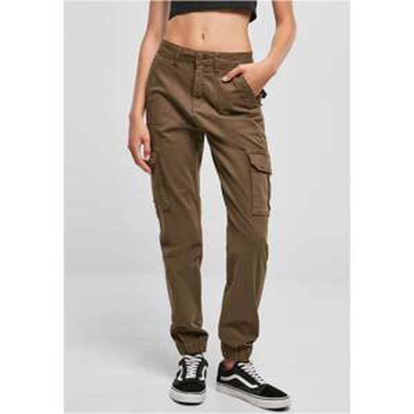 Women's cotton twill trousers olive