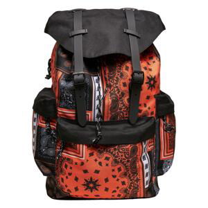 Bandana Patchwork Print Backpack Black/Orange