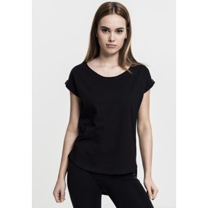 Women's T-shirt with a long back in the shape of Slub in black color