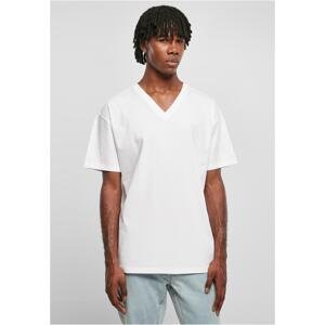 Eco-friendly oversized V-neck T-shirt white