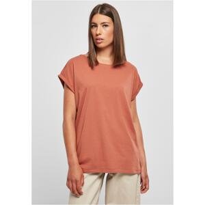 Women's terracotta T-shirt with extended shoulder