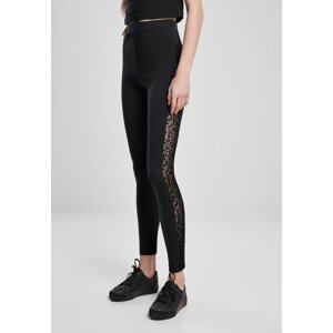 Women's Leggings Flock Lace Stripe - Black