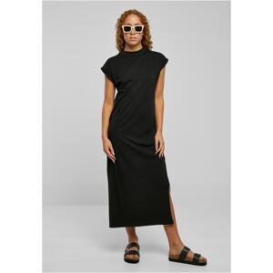 Women's dress with long extended shoulder black