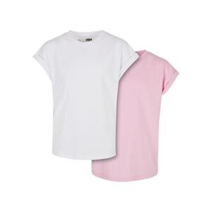 Girls' Organic T-Shirt with Extended Shoulder 2-Pack White/Girls' Pink