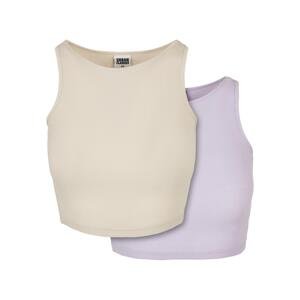 Women's Cropped Rib Top 2-Pack Softseagrass+Lilac