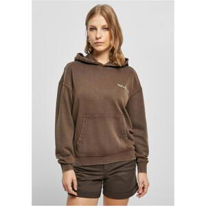 Women's small embroidery Terry Hoody brown