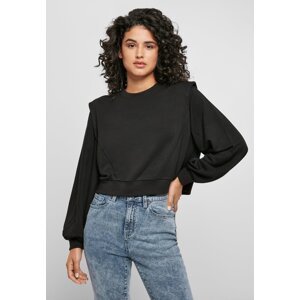 Women's Terry Crewneck modal with padded shoulders, black