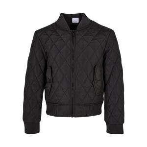 Girls' Diamond Quilt Nylon Jacket Black