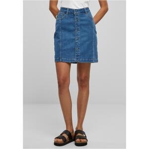 Women's Organic Stretch Denim Skirt with Button Clear Blue Washed