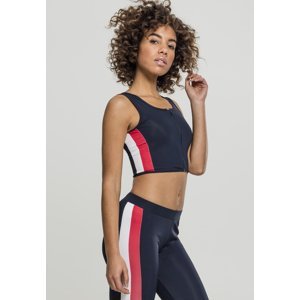 Women's top with side stripe with zipper in navy blue/fiery red/white