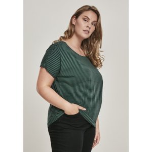 Women's striped T-shirt with dark green/black yarn