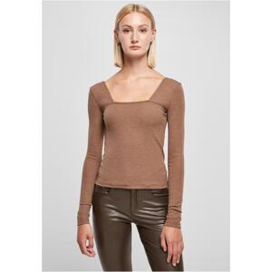 Women's square neckline with long sleeves in dark khaki