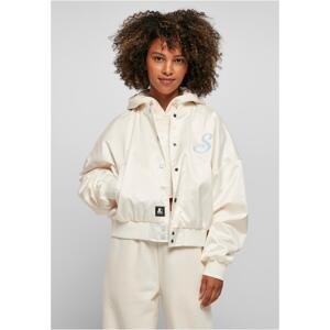 Women's Beginner Satin College Jacket Light White