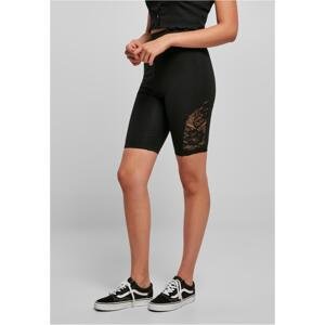 Women's High Waist Cycling Shorts with Lace Insert Black