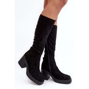 Women's Chunky High Heel Boots D&A Black