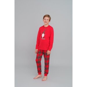 Boys' pyjamas Narwik, long sleeves, long legs - red/print