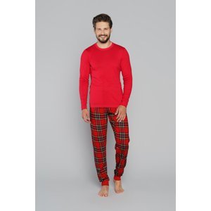 Men's pyjamas Narwik, long sleeves, long pants - red/print