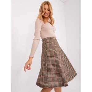 Black and camel plaid knitted skirt