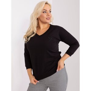 Lady's black blouse plus size with patch