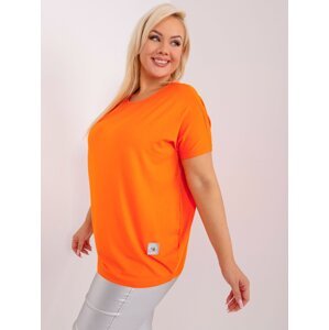 Orange plus size blouse with short sleeves