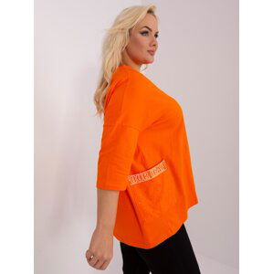 Orange loose plus size neckline blouse