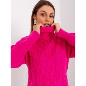 Women's fuchsia turtleneck sweater