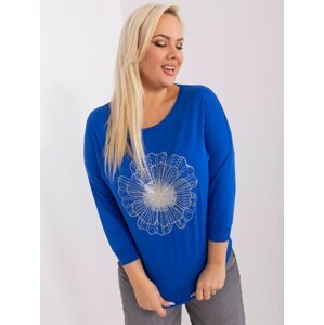 Plus size cobalt blue blouse with shiny print