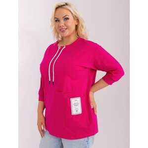Plus size cotton fuchsia blouse with pockets