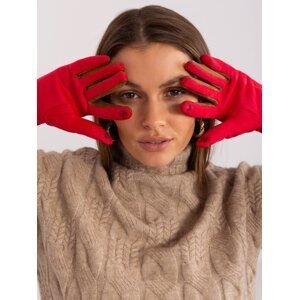 Red touch gloves with a smooth pattern
