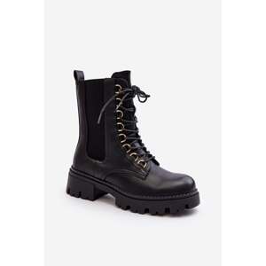 Women's leather work boots black Charmea