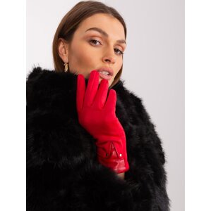 Red gloves with eco-leather inserts