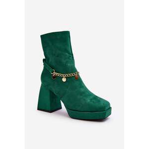 Women's ankle boots with chain, green Tiselo