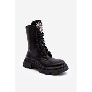 Women's Work Ankle Boots with Trim Black Ventora
