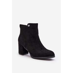 Suede women's high-heeled ankle boots Black Selela