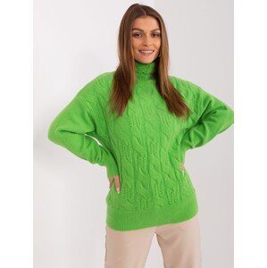 Light green knitted sweater with long sleeves