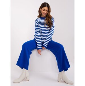 Cobalt and ecru set with striped sweater