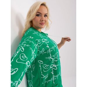 Green loose blouse in a larger size with drawstrings