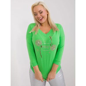 Light green women's blouse plus size 3/4 sleeve